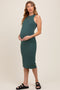 Olive Sleeveless Ribbed Knit Maternity Midi Dress