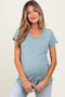 Sage Round Neck Maternity Nursing Pocket T-Shirt