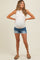 Blue Raw Frayed Hem Maternity Denim Shorts