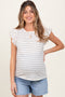 Black Dotted Stripe Ruffle Sleeve Maternity Top