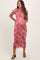 Pink Mesh Floral Fitted Maternity Dress