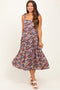 Navy Floral Shoulder Tie Maternity Midi Dress