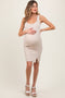 Cream Sleeveless Textured Maternity Bodycon Dress