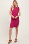 Magenta Ruffle Sleeve Textured Midi Dress