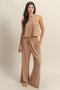 Taupe Sleeveless Top And Wide Leg Pants Maternity Set