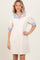 Cream Mock Neck Contrast Striped Trim Mini Dress