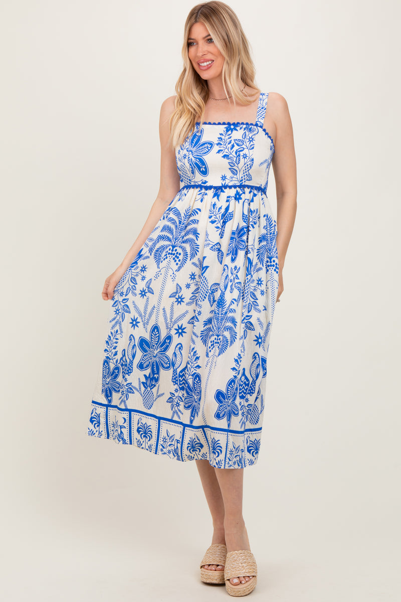 BLUE BUSTER DRESS WITH SCALLOP HEM