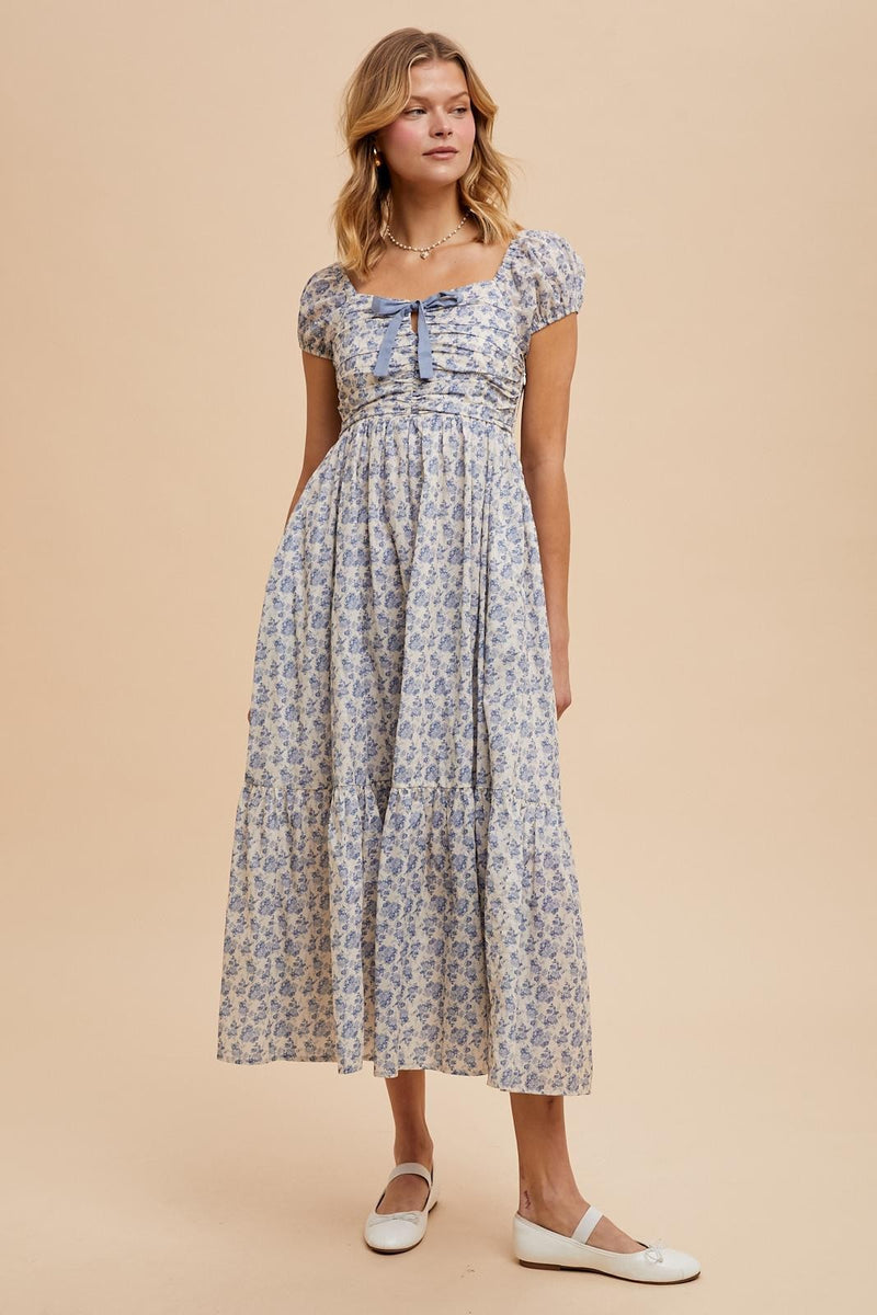 Taffeta Maxi Dress with Bow in Blush