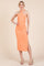 Peach Halter Tied Criss-Cross Ribbed Midi Dress
