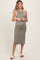 Light Olive/Soft White High Neck Ribbed Sleeveless Maternity Midi Dress