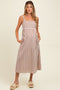 Mocha Striped Sleeveless Maternity Midi Dress