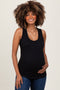 Black Ribbed Scoop Neck Maternity Racerback Tank Top