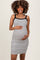Cream/Black Striped Sleeveless Maternity Bodycon Knit Dress