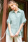 Sage Solid Collared Button-Up Top