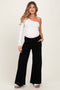 Black Drawstring Wide Leg Maternity Lounge Pant