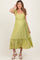 Lime Ruffle Strap Square Neck Maternity Midi Dress