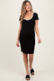 Black Ribbed Knit Short Sleeve Maternity Dress
