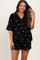 Black Floral Embroidered Top And Shorts Maternity Set