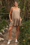 Brown Flowy Jacquard Ditsy Maternity Romper