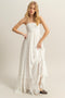 White Halter Neck Smocked Tiered Hem Maxi Dress