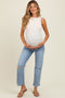 Light Blue Distressed Open Knee Ankle Straight Leg Jeans