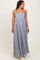 Navy Striped Sleeveless Smocked Poplin Maternity Maxi Dress