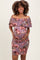 Mauve Floral Off Shoulder Maternity Fitted Dress
