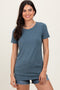 Blue Basic Short Sleeve Top