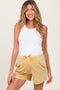 Yellow Hidden Drawstring Maternity Shorts