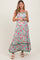 Blue Floral Contrast Wavy Trim Maternity Maxi Dress