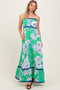 Mint Green Floral Wavy Trim Maxi Dress