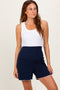 Navy Ribbed Maternity High Waisted Lounge Shorts