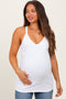 White V-Neck Racerback Maternity Tank Top