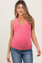 Hot Pink Sleeveless Ribbed Maternity Top