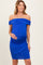 Royal Blue Off Shoulder Ruched Maternity Mini Dress