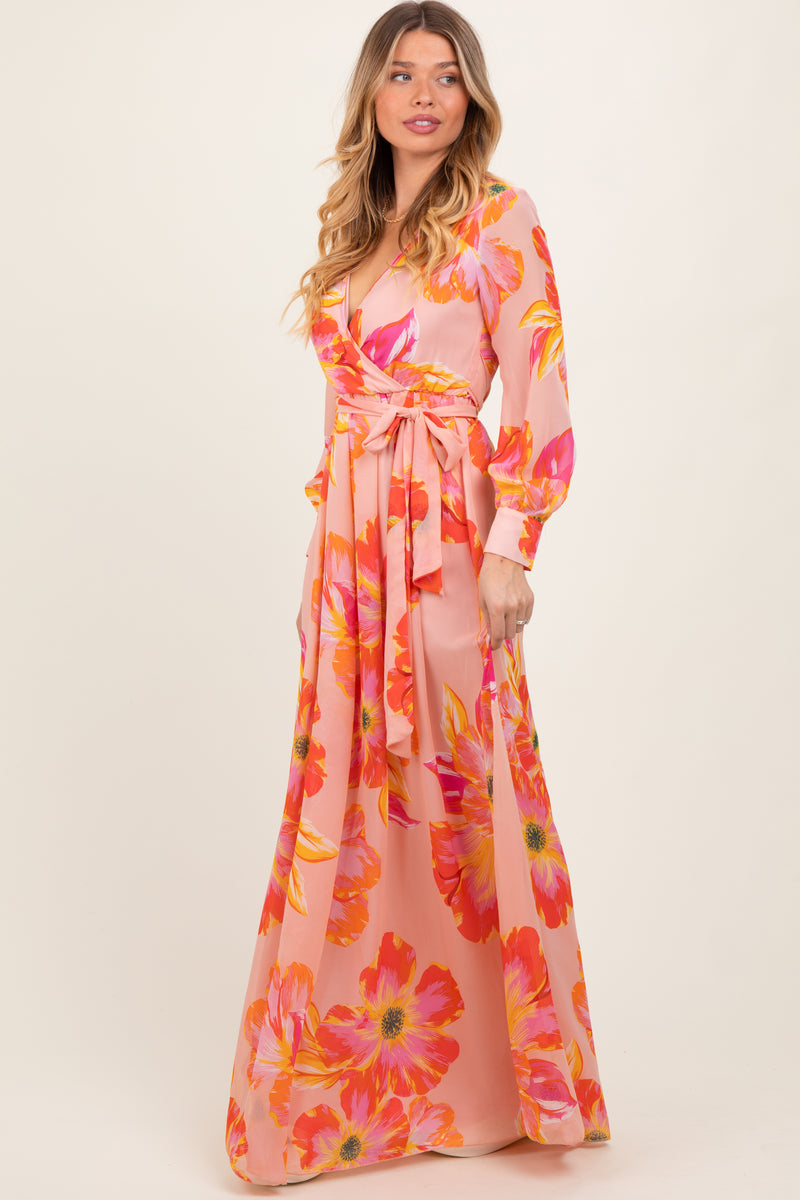 Safari Tawi Flounce Maxi Dress - Peach