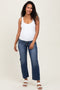 Navy Raw Hem Ankle Straight Leg Maternity Jeans