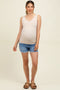 Blue Fringe Hem Maternity Jean Shorts