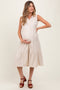 Cream Tiered Sleeveless Maternity Midi Shirt Dress