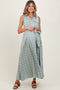 Light Olive Plaid Sleeveless Sash Tie Maternity Shirt Dress