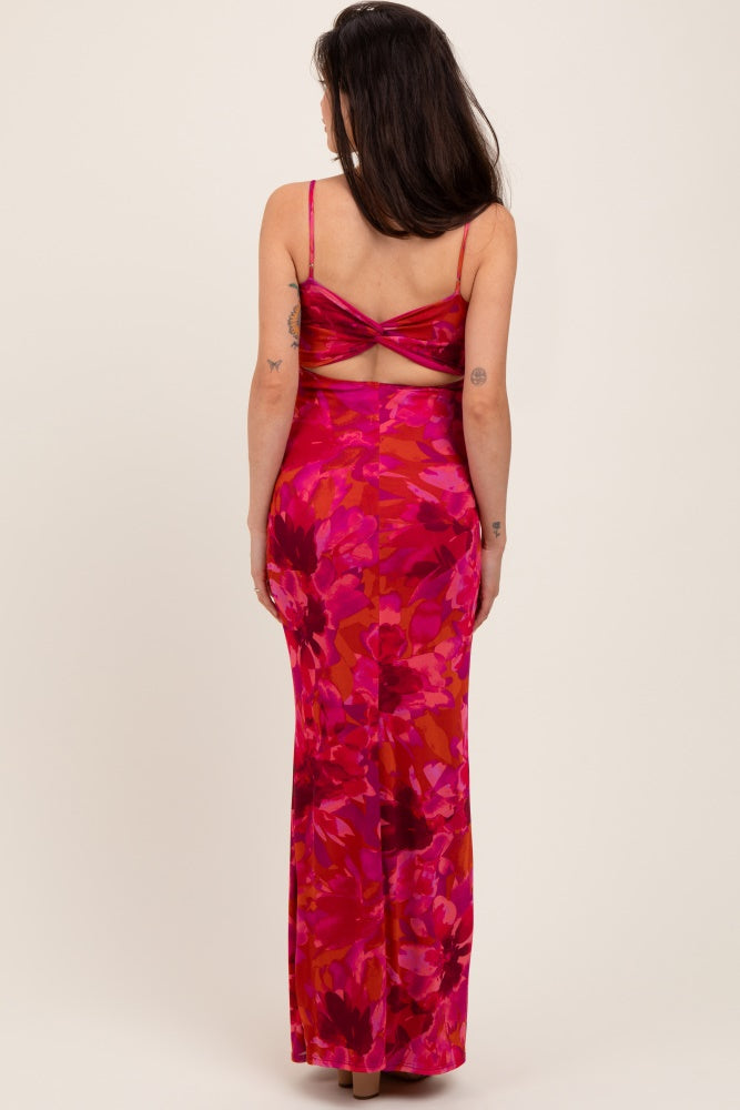 Floral Print Midi Dress - Magenta main image 1