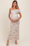 Cream One Shoulder Ruched Maternity Maxi Dress