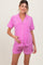 Mauve Short Sleeve Button Down Shirt Shorts Maternity Set
