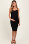 Black Double Layer Heavy Ribbed Sleeveless Maternity Dress