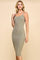 Light Olive Double Layer Heavy Ribbed Sleeveless Dress