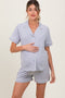 Heather Grey Short Sleeve Button Down Shirt Shorts Maternity Set