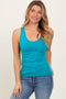 Light Teal Sleeveless Fitted Tank Top