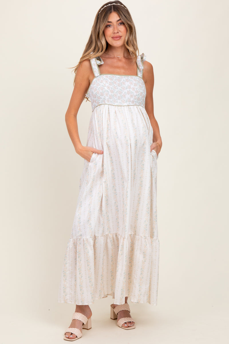 Romantic Tulle Maternity Maxi Dress- Peach