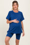 Navy Hi-Low Short Sleeve Tee Biker Short Maternity Set
