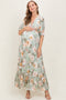 Sage Floral Print Elbow Sleeve V-Neck Tiered Maternity Maxi Dress